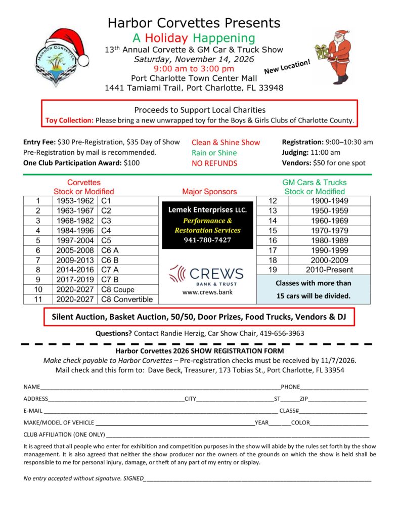 corvette gm car show in port charlotte florida on november 14