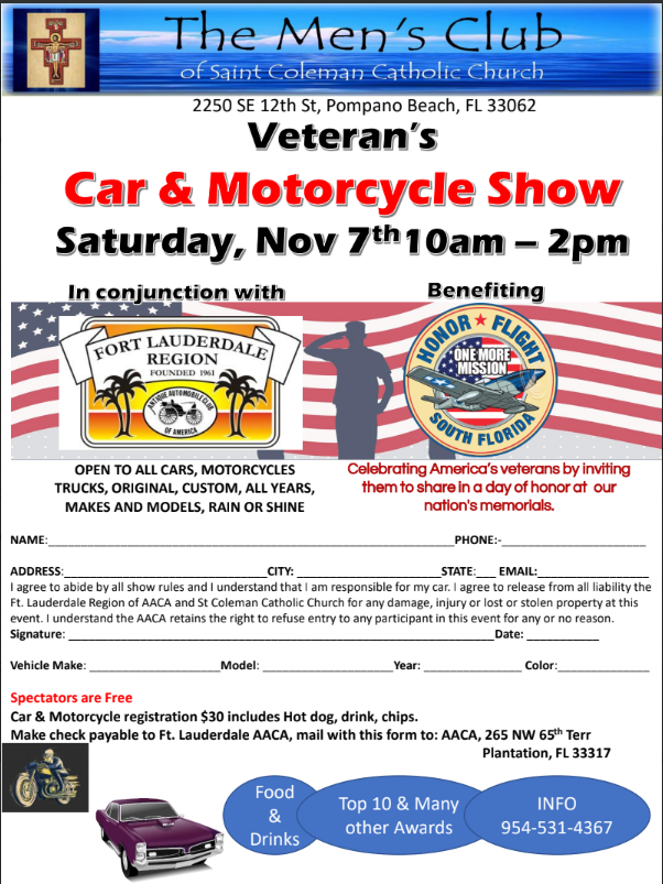 car motorcycle show in pompano beach florida on november 7