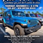 car truck jeep show at New Smyrna Beach florida on november 5