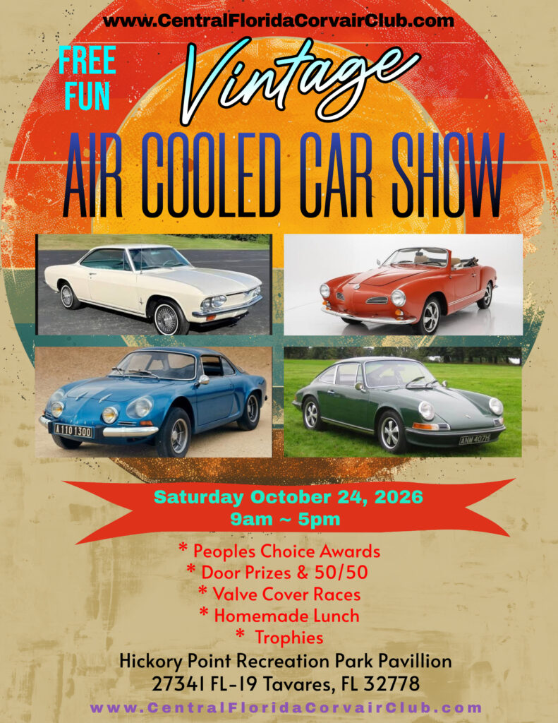 corvair car show in tavares florida on october 24